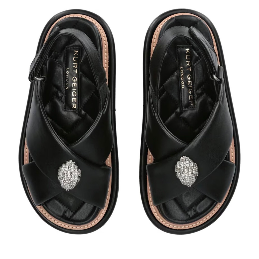Kurt Geiger Orson Sandals Women 39 Black Excellence Crystal Eagle Head Platform - Picture 7 of 8